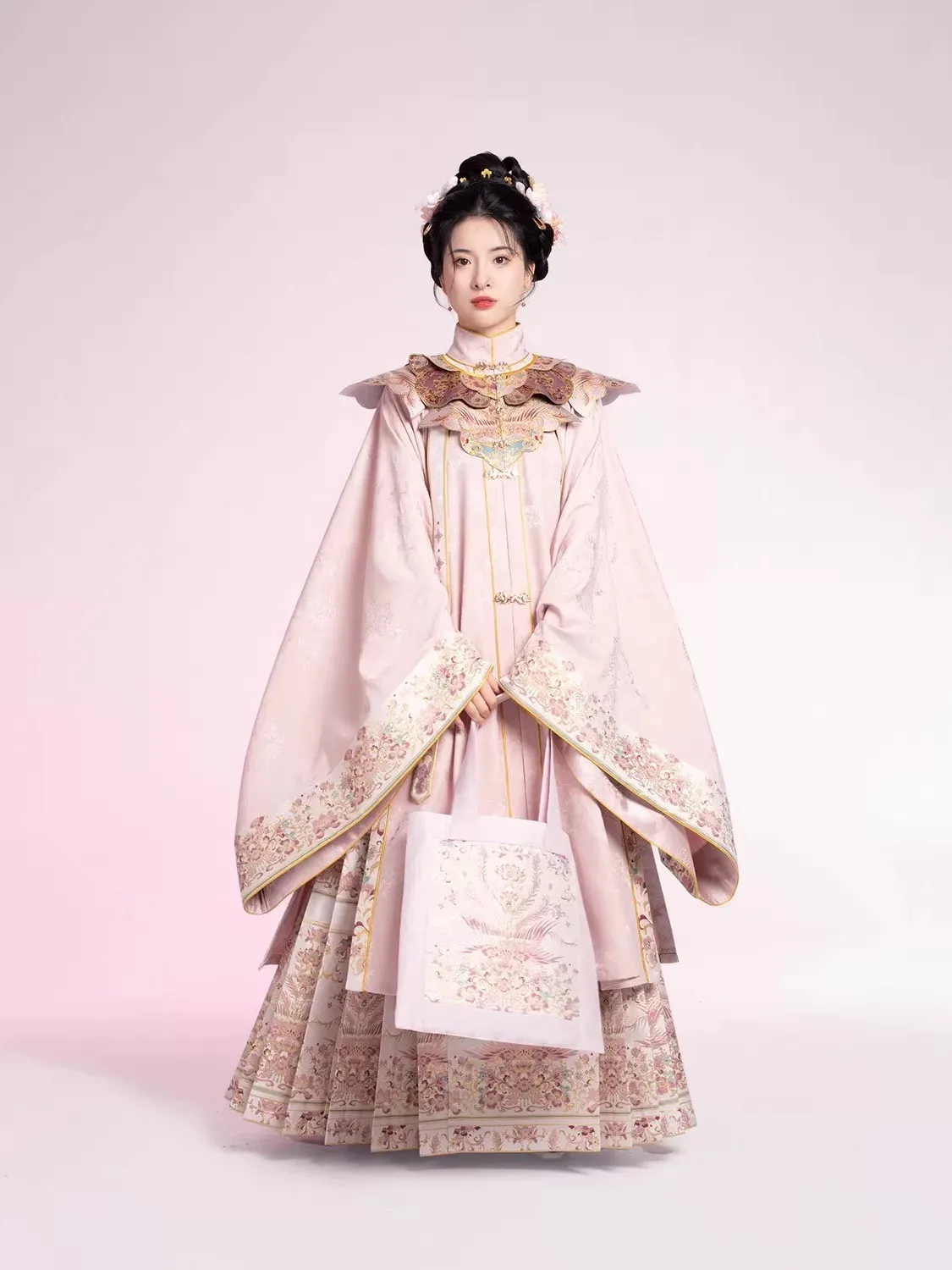 6-Piece Pink Hanfu Graduation Gown Outfit - Image 4